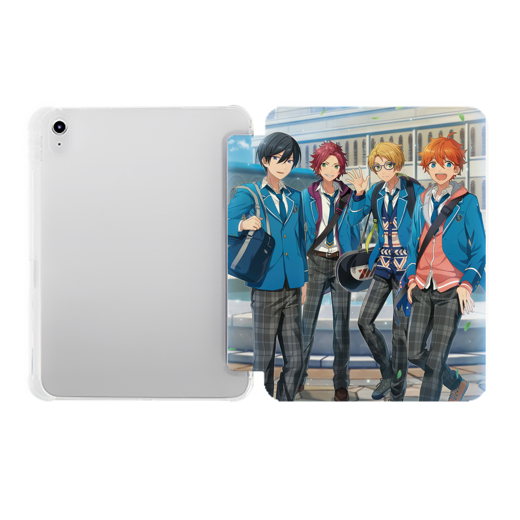 （画像用） あんさんぶるスターズ! Ensemble Stars IPad ケース ペン収納付き 三つ折りスタンド PUレザー×シリコン 対応機種9.5/10.5/10.9インチ